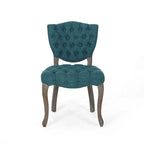 Lot de 2 chaises de salle à manger, motif en tissu capitonné sarcelle, bois d'hévéa