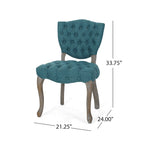 Lot de 2 chaises de salle à manger, motif en tissu capitonné sarcelle, bois d'hévéa