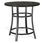 Table de comptoir ronde de 36 pouces – Acajou brun foncé avec accents métalliques