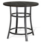 Table de comptoir ronde de 36 pouces – Acajou brun foncé avec accents métalliques