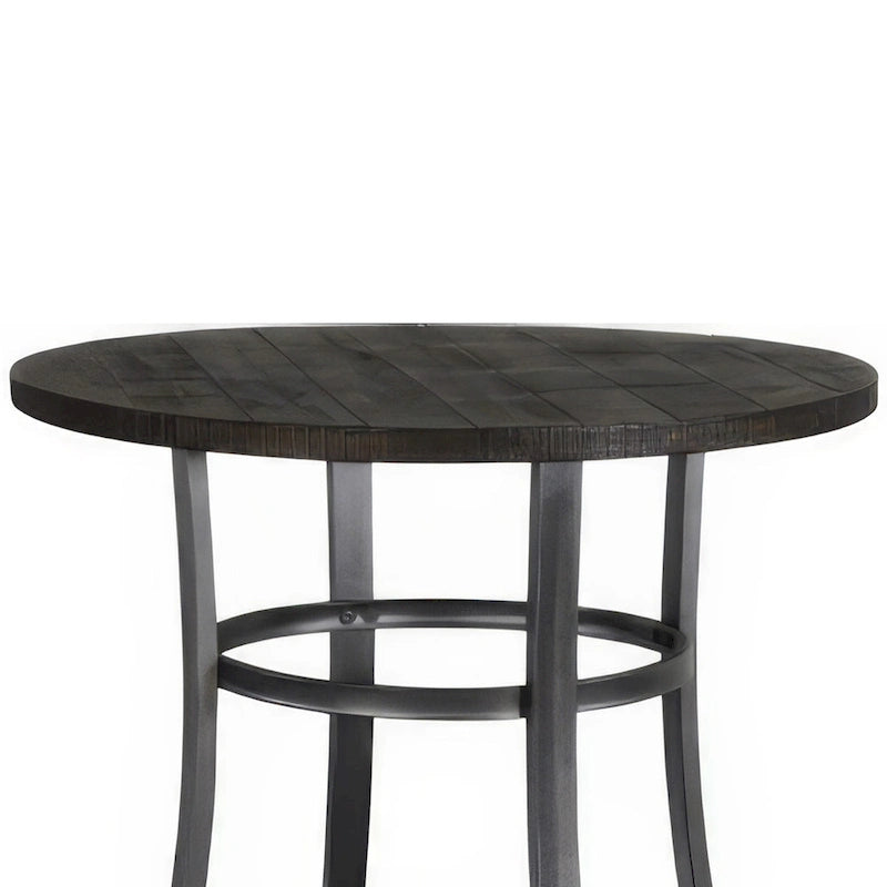 Table de comptoir ronde de 36 pouces – Acajou brun foncé avec accents métalliques