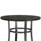 Table de comptoir ronde de 36 pouces – Acajou brun foncé avec accents métalliques