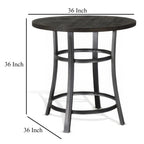 Table de comptoir ronde de 36 pouces – Acajou brun foncé avec accents métalliques
