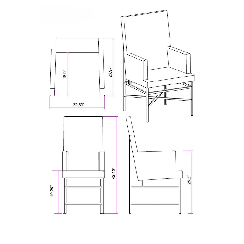 Modern Armchair with Steel Frame