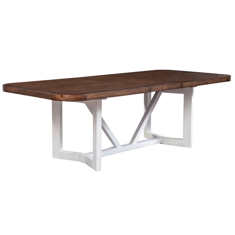 Table de salle à manger bicolore en bois — Marron et blanc