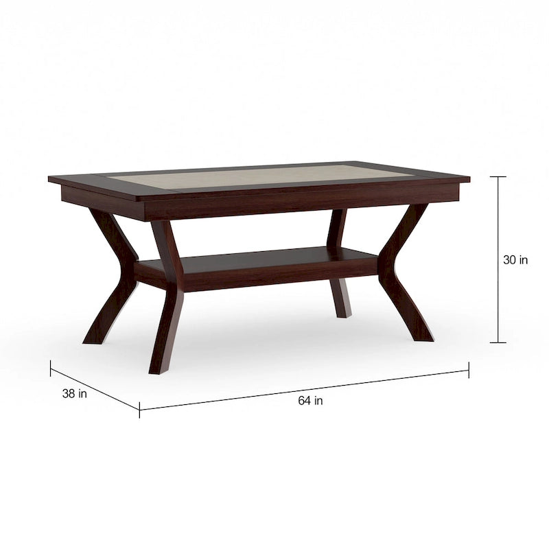 162 cm Wooden Dining Table with Shelves