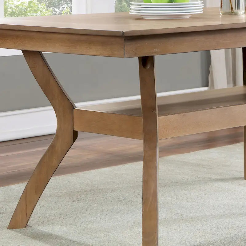 162 cm Wooden Dining Table with Shelves