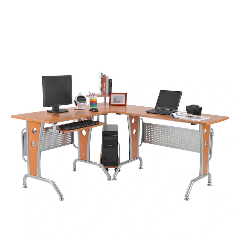 Bureau d'ordinateur d'angle en L