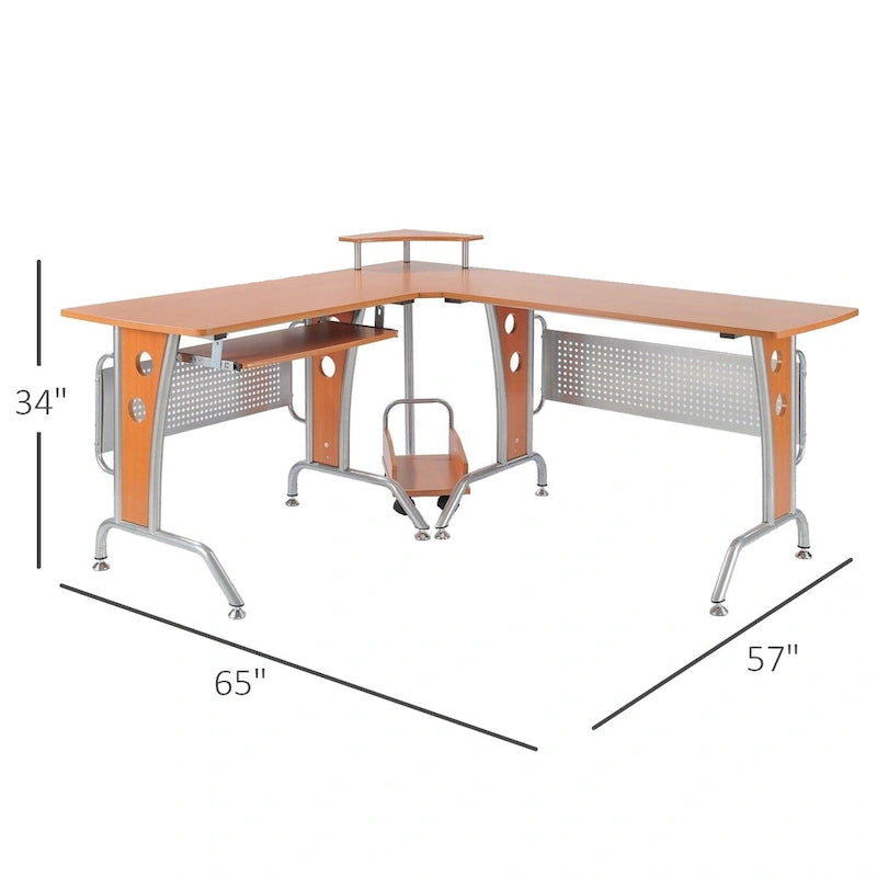 Bureau d'ordinateur d'angle en L