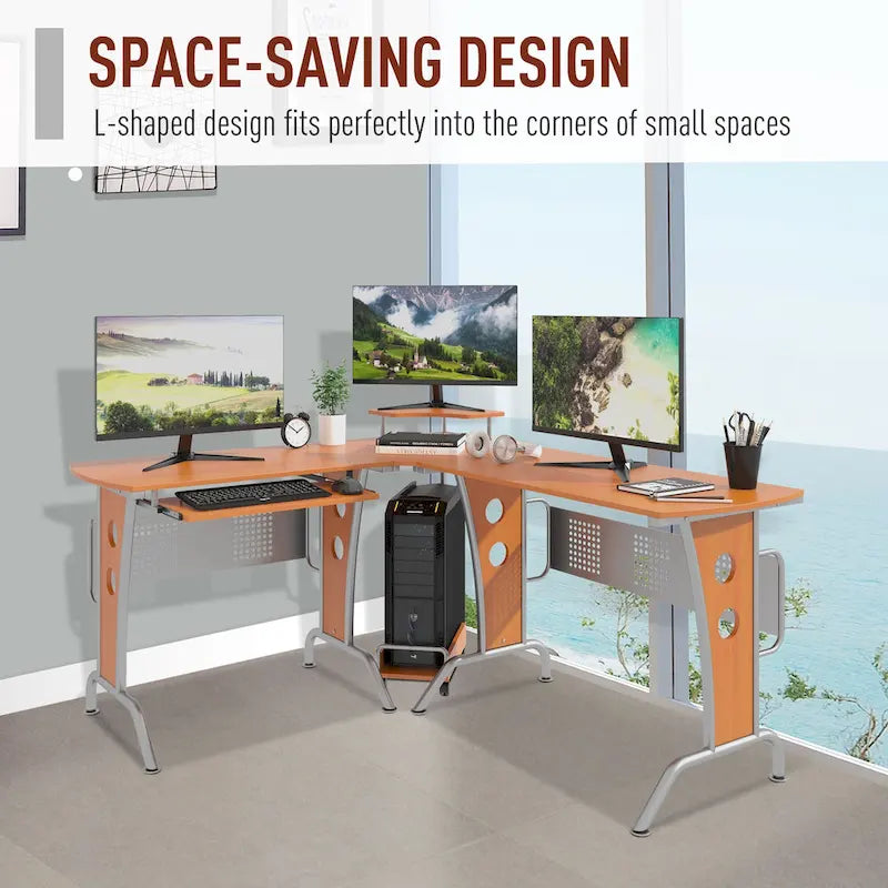 Bureau d'ordinateur d'angle en L
