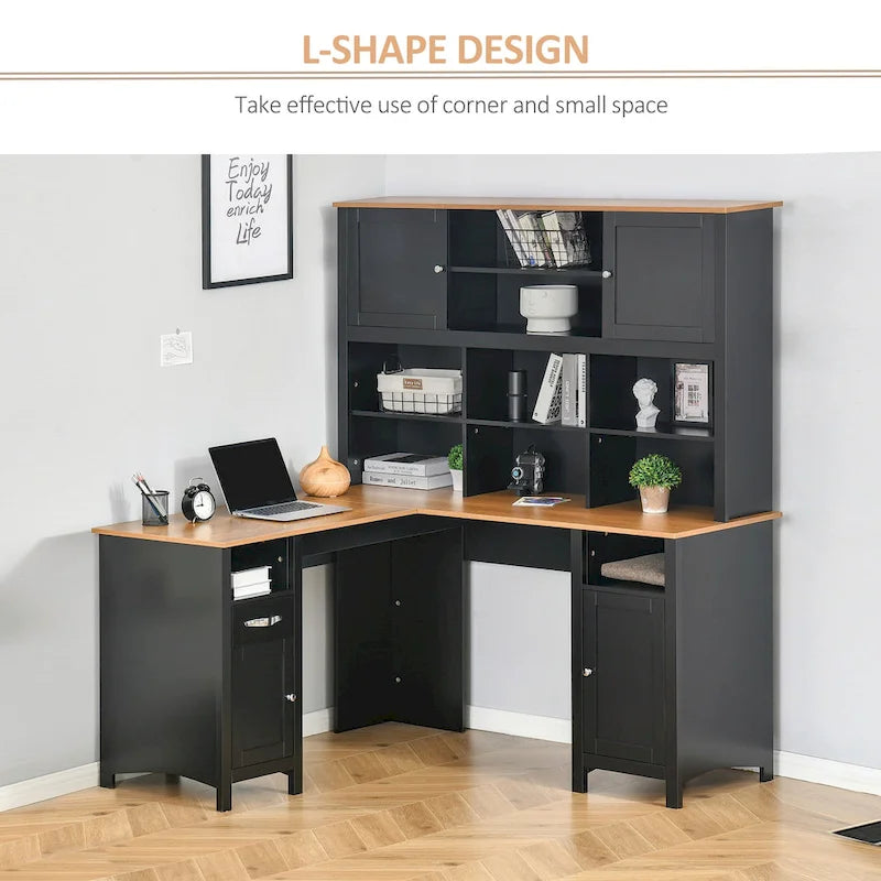 Bureau d'angle en L (avec étagères)