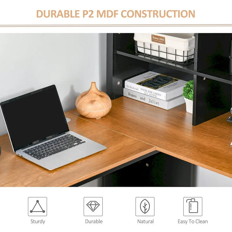 Bureau d'angle en L (avec étagères)