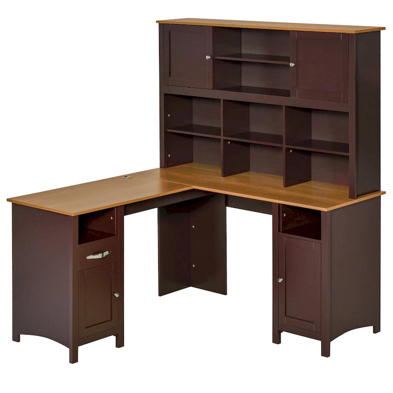 Bureau d'angle en L (avec étagères)
