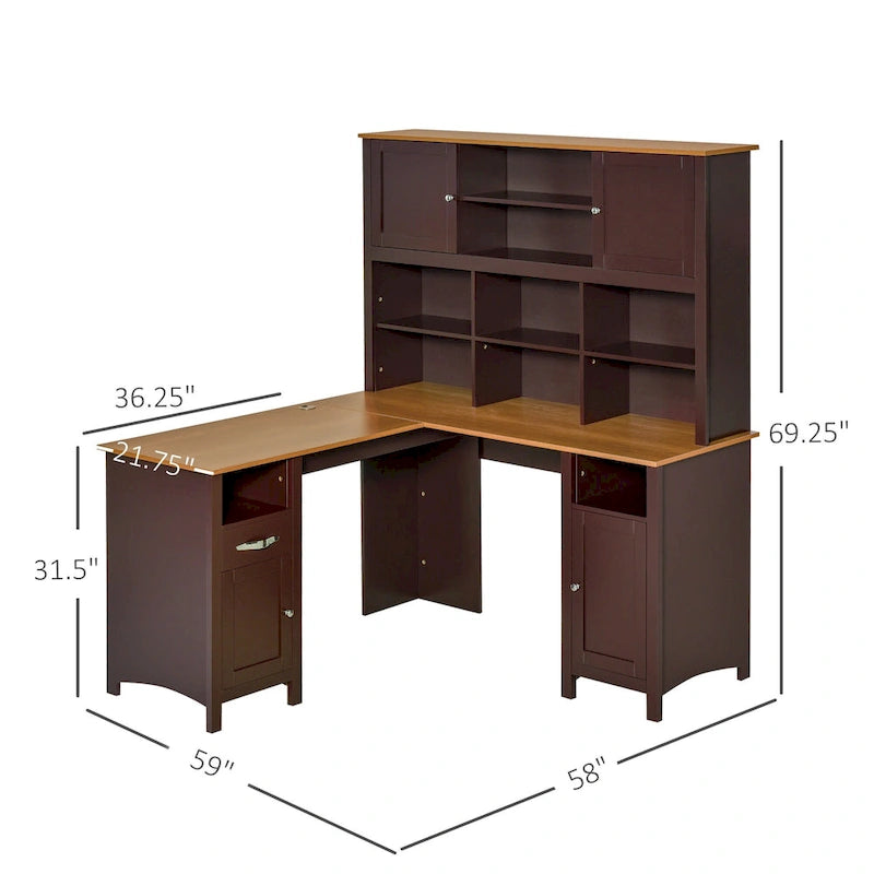 Bureau d'angle en L (avec étagères)