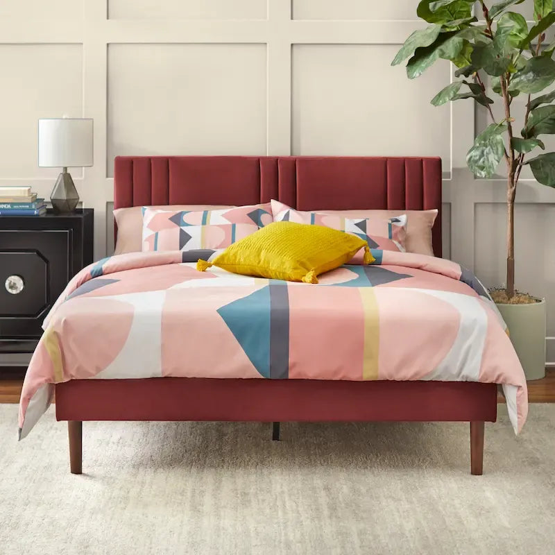 Queen-Size Upholstered Platform Bed