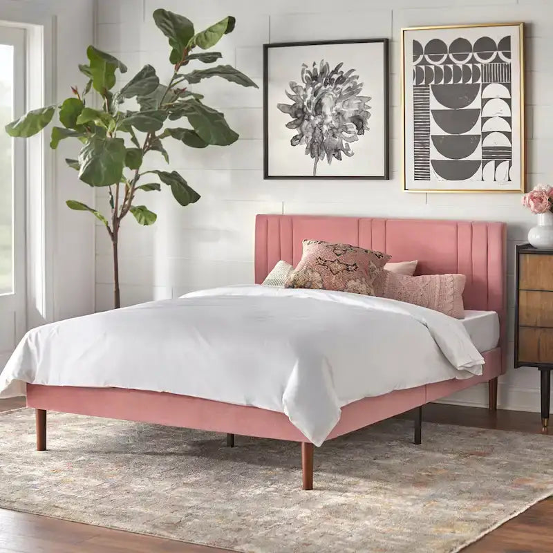 Queen-Size Upholstered Platform Bed