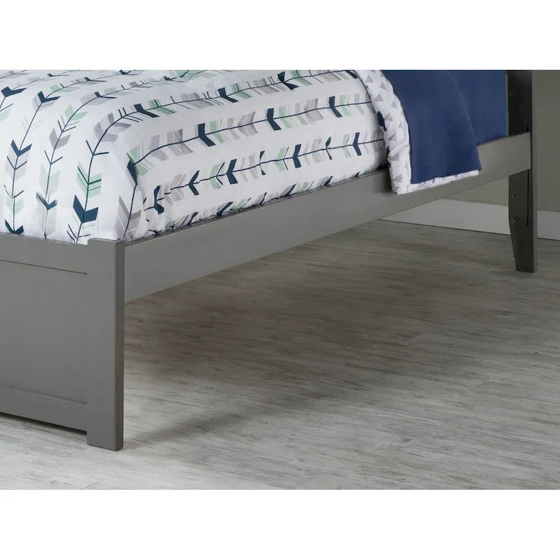 Lit plateforme king-size gris avec deux tiroirs