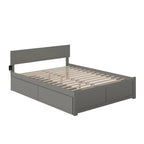 Lit plateforme king-size gris avec deux tiroirs