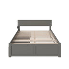 Lit plateforme king-size gris avec deux tiroirs