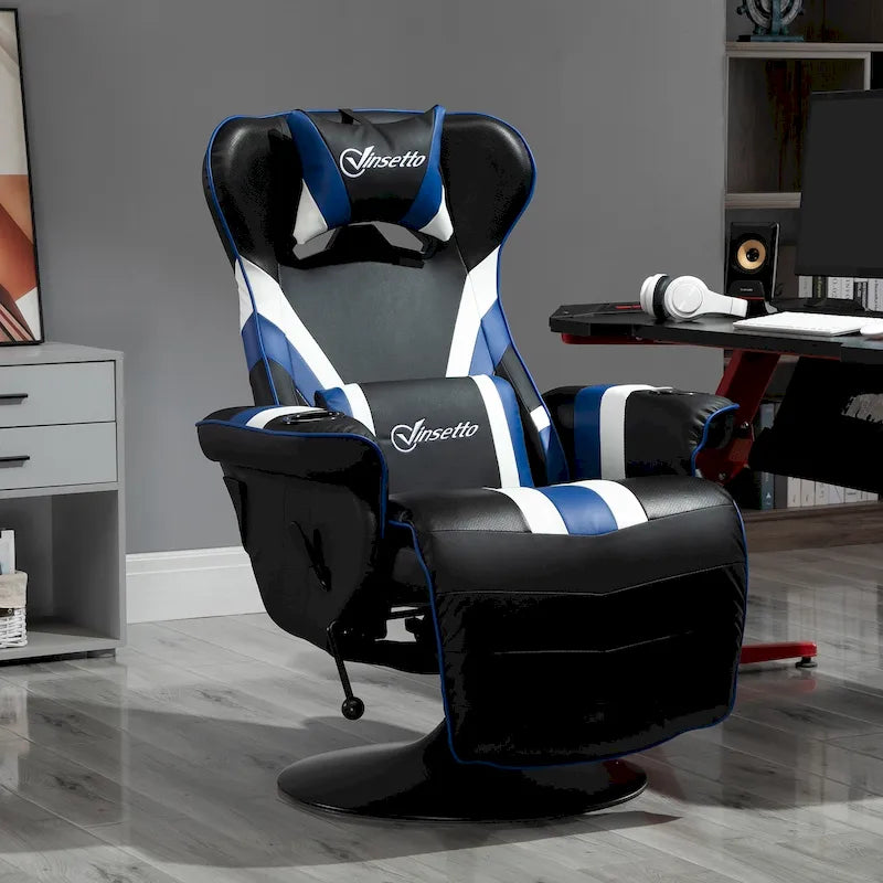 Fauteuil de jeu de course – Équipé d'un dossier réglable, d'un repose-pieds, d'un appui-tête et d'un porte-gobelet