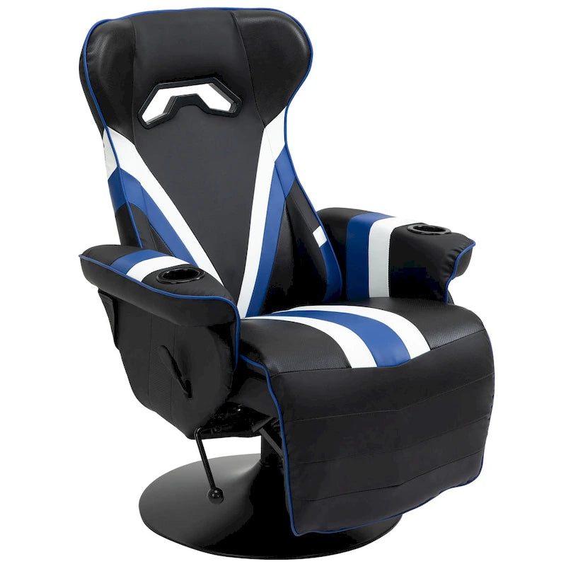 Fauteuil de jeu de course – Équipé d'un dossier réglable, d'un repose-pieds, d'un appui-tête et d'un porte-gobelet