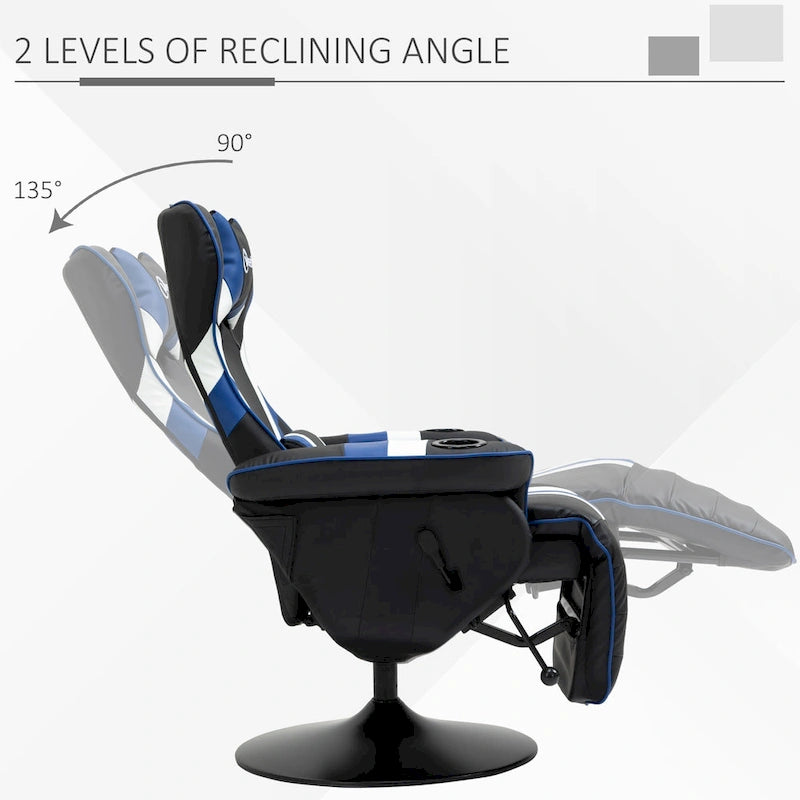 Fauteuil de jeu de course – Équipé d'un dossier réglable, d'un repose-pieds, d'un appui-tête et d'un porte-gobelet