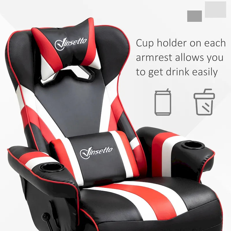 Fauteuil de jeu de course – Équipé d'un dossier réglable, d'un repose-pieds, d'un appui-tête et d'un porte-gobelet