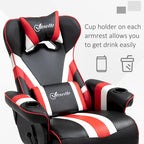 Fauteuil de jeu de course – Équipé d'un dossier réglable, d'un repose-pieds, d'un appui-tête et d'un porte-gobelet