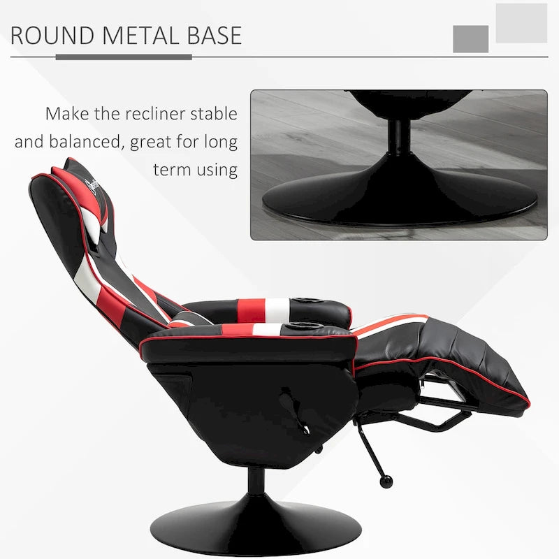 Fauteuil de jeu de course – Équipé d'un dossier réglable, d'un repose-pieds, d'un appui-tête et d'un porte-gobelet