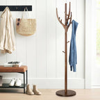 Porte-manteau sur pied en forme de branche d'arbre réglable, en bois d'hévéa – 42,0 cm (Dia.) x 182,0 cm (H)