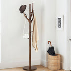 Porte-manteau sur pied en forme de branche d'arbre réglable, en bois d'hévéa – 42,0 cm (Dia.) x 182,0 cm (H)
