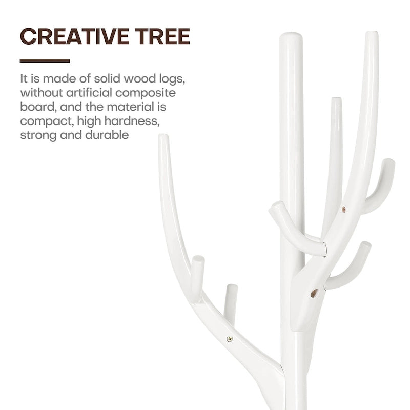 Porte-manteau sur pied en forme de branche d'arbre réglable, en bois d'hévéa – 42,0 cm (Dia.) x 182,0 cm (H)