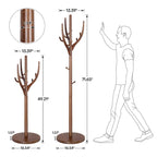 Porte-manteau sur pied en forme de branche d'arbre réglable, en bois d'hévéa – 42,0 cm (Dia.) x 182,0 cm (H)