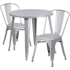 Ensemble table ronde en métal de 76 cm pour intérieur et extérieur