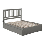 Lit plateforme Mission King avec 2 tiroirs en gris