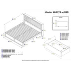 Lit plateforme Mission King avec 2 tiroirs en gris