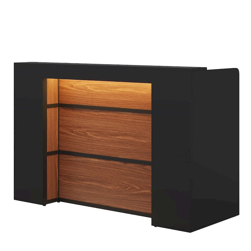 Comptoir de réception LED de 63 pouces avec panneaux de confidentialité pour caisse, vente au détail, bureau, hall d'entrée, magasin, clinique
