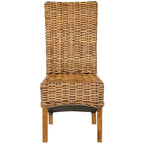 Chaise de salle à manger haute en rotin tressé marron