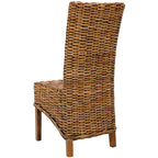 Chaise de salle à manger haute en rotin tressé marron