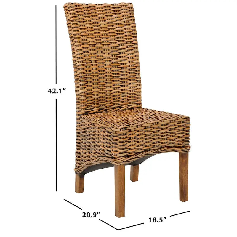 Chaise de salle à manger haute en rotin tressé marron