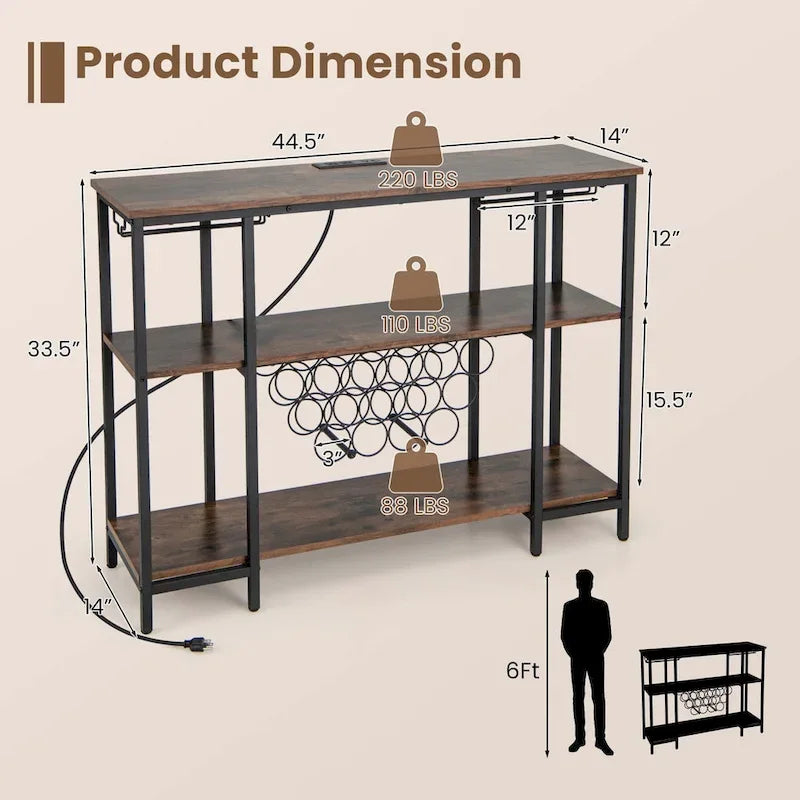 Cave à vin et comptoir de bar — Table de présentation pour boissons et verrerie