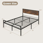 Lit plateforme double / grand (avec tête et pied de lit de style rustique)
