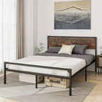 Lit plateforme double / grand (avec tête et pied de lit de style rustique)