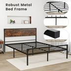 Lit plateforme double / grand (avec tête et pied de lit de style rustique)