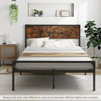 Lit plateforme double / grand (avec tête et pied de lit de style rustique)