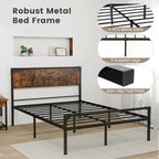 Lit plateforme double / grand (avec tête et pied de lit de style rustique)