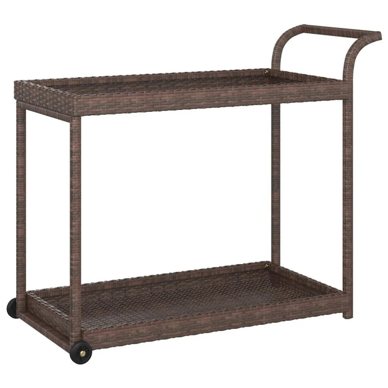 Chariot de bar extérieur Vidaxl 2 niveaux, chariot de service roulant en rotin PE - 100 x 45 x 83 cm