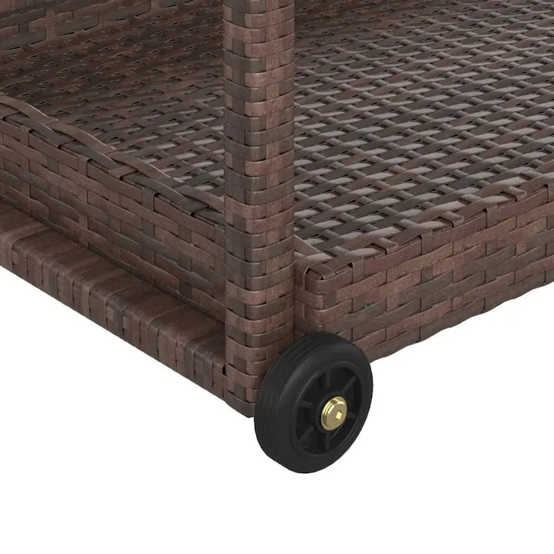 Chariot de bar extérieur Vidaxl 2 niveaux, chariot de service roulant en rotin PE - 100 x 45 x 83 cm