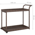 Chariot de bar extérieur Vidaxl 2 niveaux, chariot de service roulant en rotin PE - 100 x 45 x 83 cm