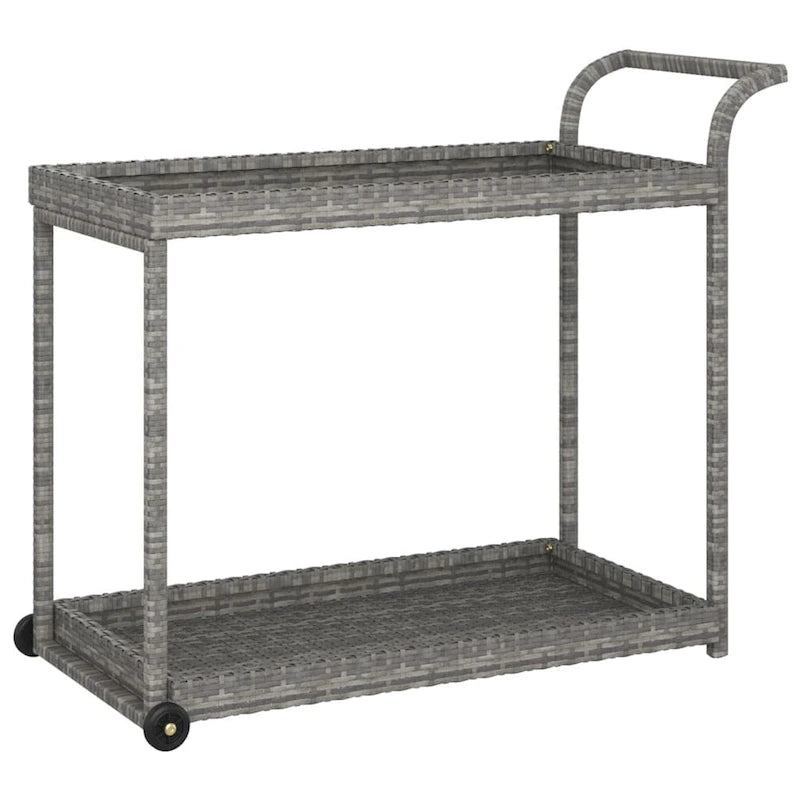 Chariot de bar extérieur Vidaxl 2 niveaux, chariot de service roulant en rotin PE - 100 x 45 x 83 cm